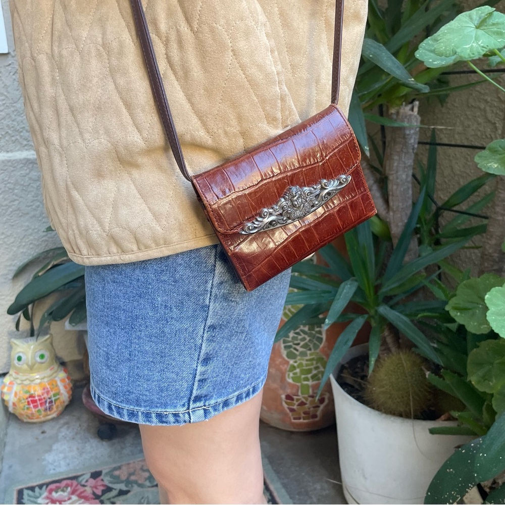 Vintage Brighton Reddish Brown and Silver Crossbody Bag